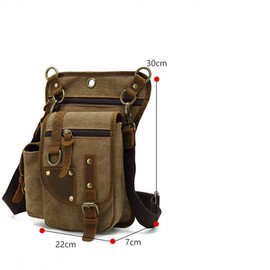 AUGU Canvas Drop Leg Bag Tactical Thigh Outdoor Waist Pack for Men Women Military Cycling Multi-Pocket Waist Fanny Pouch Daypack, Coffee, Medium