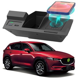 Cargador inalámbrico para coche (compatible con Mazda CX5, 2017-2021, panel de la consola central, 10 W, Qi Soporte de teléfono de carga rápida para  