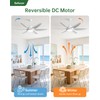 Sofucor 54 Inch Ceiling Fans with Lights-Outdoor White Ceiling Fan