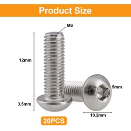 Pack of 20 Allen screws, round head screws, hardware accessories, screws made of carbon steel, accessories for furniture installation