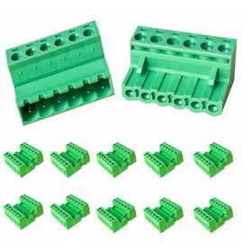 10Set 6 Pin 5.08mm Pitch PCB Mount Screw Terminal Block Connector with Phoenix Type Plug 300V 15A for 12-28AWG Cable