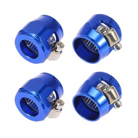 X AUTOHAUX 4pcs AN10 Hex Blue Car Hose Finisher Clamp Adapter Fitting