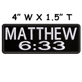 Bible Verse White Text Embroidered Patch Iron-On/Sew-On Religious Scripture Jesus Christ Christian Bikers Badge Emblem Name Tag Gift Applique for Vest Jacket Jeans Bag Backpack ClothingQ