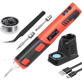 Huzoomtoyz Portable 2000 mAh Wireless Soldering Iron with Soldering Base, High Capacity and Fast Heating, Max 450 °C - 25 Seconds Heating Time, Tweezers for Beginners and Professionals