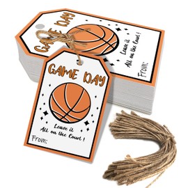 50pcs Basketball Game Day Good Luck Tags for Team Tournament Gift, Leave It All On The Court Favor Tags for Teams Players and Employee (Game)