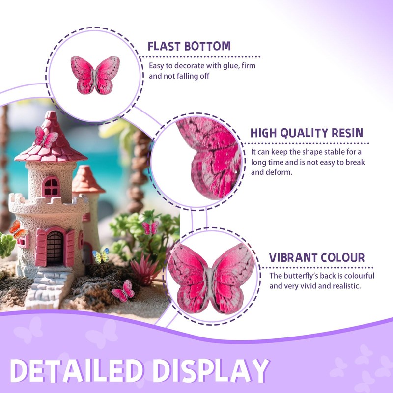 90pcs Micro Resin Butterflies Miniatures, 3D Butterfly Nail Charms, Nail