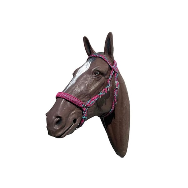 HORSE bitless bridle horse tack side pull hackamore fuchsia and