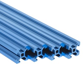 POWERTEC 4pcs 24" 2020 T-Slot Aluminum Extrusion Profile Linear Rail - Anodized Blue, European Standard 20mm x 20mm - for CNC Machines, 3D Printer Frames, Custom Enclosures, and More (74001)