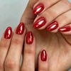 SXVME Uñas postizas cortas ovaladas rojas cromadas, 32 piezas de