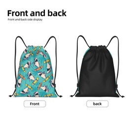 Gianlaima Surf Whale Shark Ocean Nautical Skateboard Palm Drawstring Bags Backpack Bag Sport Gym Sack String Bag Yoga Dance Travel Bag For Men Women
