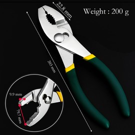 BJDSI 8"(20cm) Slip-Joint Pliers,Rust-Proof,2-Port,2 Mode Switch,Anti-Slip Handle.