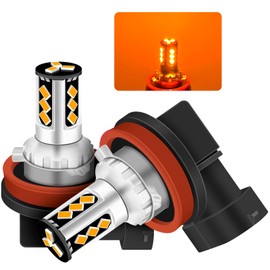 Fenikso H11 H16 H8 Fog Lamp, Orange/Amber, 3000K, 24V, Fanless, Silent, 360° Luminous, H8 LED Fog, Yellow, Small, Compatible with 12V/24V Cars, 2 Pack