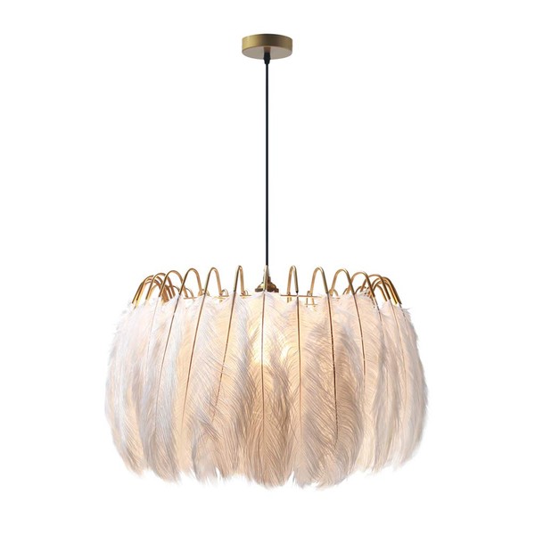 KCO Ligting Modern Pendant Feathers Light Nordic Feather Chandelier Decorative Ceiling Hanging Lamp Creative Light for Girls Room Bedroom Living Room (Small)