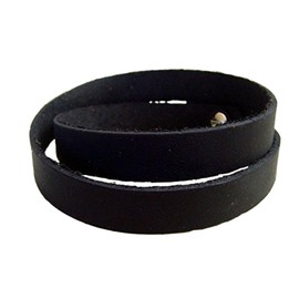 Leather Wrap Bracelet Genuine Leather Black Wristband Bracelet 15 mm