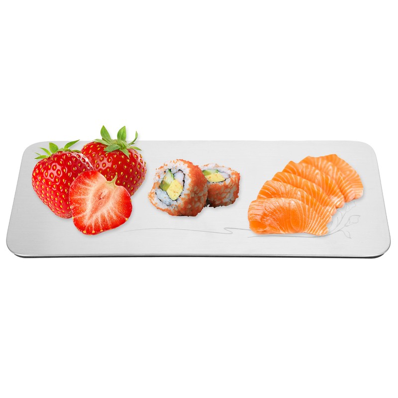 304 Stainless Steel Rectangle Sushi Plate Snacks Fruit Desserts Tray