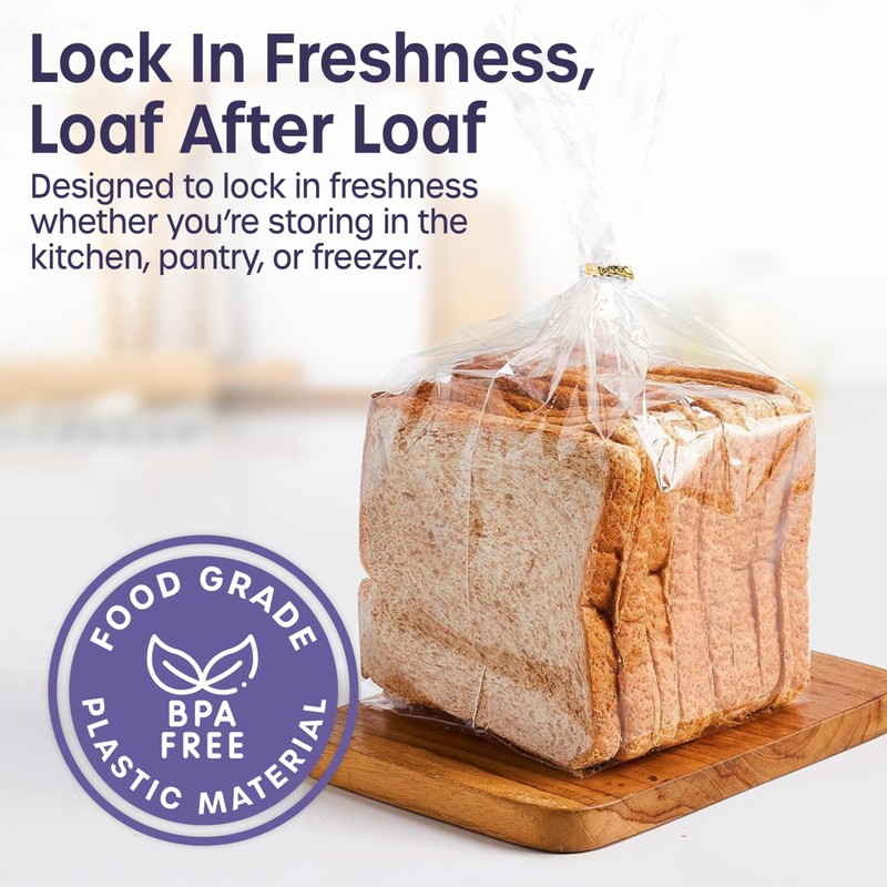 Reusable Plastic Bread Bags - 150 Pack Clear Loaf Bags