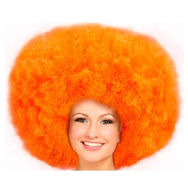Hatstar XL Afro Wig | Kraushaar Curly Head Wig | Rasta Afro Wig | Costume Hippie Accessory for Carnival and Fancy Dress (Orange)