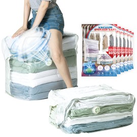 TAILI 6 Pack Vacuum Storage Bags, Extra Large Cube (40x28x18x18 Inch), Supe Jumbo Vacuum Seal Bags for Comforters, Blankets, Bedding, Sweater, Space Saving, Closet Storage, Cream