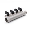 Vancoco Sanitary Brass Splitter 4-Way with Shut-Off Valve 3/4 Inch