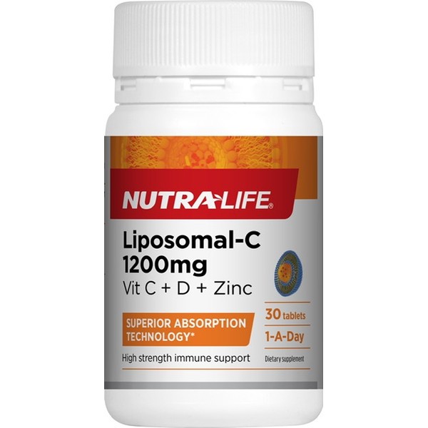 Nutra-Life Nutralife Liposomal-C 1200mg Vit C + D + Zinc Tablets 30