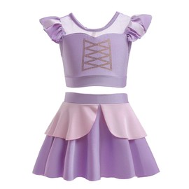 DYMCII Girls Princess Swimwear Two-Piece Tankini Set Bathing Suits Outdoors Beach Surfing Water Park Summer Swimsuits, Sofia 001, 6-7 Years