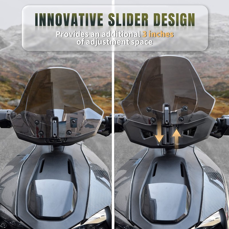 Adjustable Front Dark Tinted Windshield for Can Am Ryker, KATIMOTO