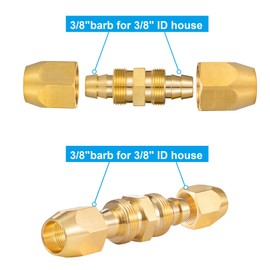 Breezliy 10PCS Soild Brass Air Reusable Hose Splicer For 3/8-Inch ID Hose,Hose Air Hose Repair Fitting (10 Pack 3/8 Inch)