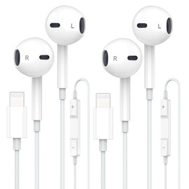 Cablex Apple Earbuds, iPhone Wired with Lightning Connector [Apple MFi Certified] Wired Earphones with Microphone Volume Control Music and Calling Headphones for iPhone 14/13/12/11/SE/X/XR/XS/8/7-2 Pack