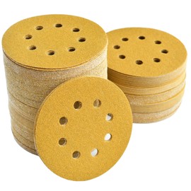 Aiyard 5-Inch 8-Hole Hook and Loop Sanding Discs 100 Grit Random Orbital Sandpaper, 200-Pack