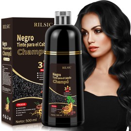 Dark Brown Hair Dye Shampoo 3in1, Haarfarbe Shampoo Braun Gegen Graue Haare Abdecken, Sofortiges Haarfärbeshampoo, Farbshampoo Dunkelbraun für Männer Frauen (Schwarz)