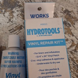 Swimline Hydrotools Vinyl Repair Kit 2 oz Adhesive 6 x 24 Patch Pools Liners Inflatables