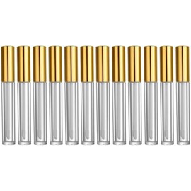 Botella de Brillo Labial Vacía Rellenable 10ml Dorada 40 Piezas Plástico Ligero, Portátil y Fácil de Llevar, para Maquillaje, Compatible Aceite Labial y Líquido Tintado