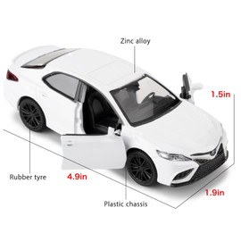 imtfzct 1:36 Camry XSE Car Model, Toy Car Model with Pullback Function, Open Doors, Collectable Toy for Children from 3 Years, White Gift
