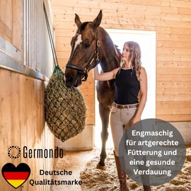 Germondo 2 x Hay Net for Horses (70 x 50 cm) - Tight Mesh (5 cm) - Capacity Approx. 3.5 kg - Large Robust Hay Bag for Species-Appropriate Feeding