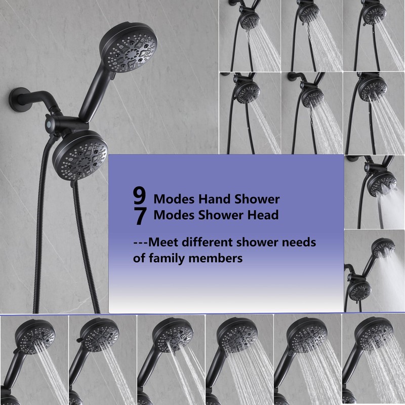 CISTPOFS 2 Handle Shower Faucet Matte Black, 2 in 1