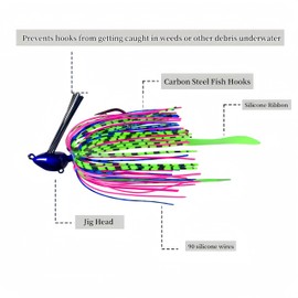 RuiJiaXiang 6pcs weedless skirted Jig heads squid rubber jig lure baits kit 10g 13g 16g Include plastic fishing tackle box fishing for freshwater saltwater (style-e)