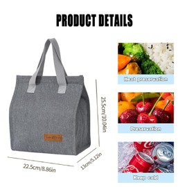BOASYZO 2PCS Lunch Box Portable Tote Bag Leak-Proof Thermal Cooler Bag Waterproof Container Lunch Organizer for Work School Travel Picnic, Kids, Girls, Boys, Women, Men (Gray)