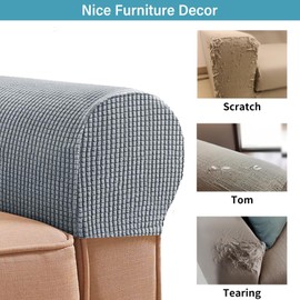MHYMX Armchair Covers for Arms, 2 Pcs Sofa Arm Covers Stretch Armrest Cover Non Slip Polyester Chair Arm Covers Protectors for Sofas Armchairs Couches Recliner