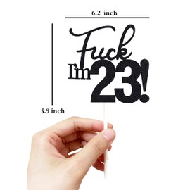 23 decoraciones para tartas, 23 decoraciones para tartas de cumpleaños, purpurina negra, divertida decoración para tartas de 23 años para hombres, 23 decoraciones para tartas para mujeres, decoraciones de 23 cumpleaños, decoración para tartas de 23 cumpl