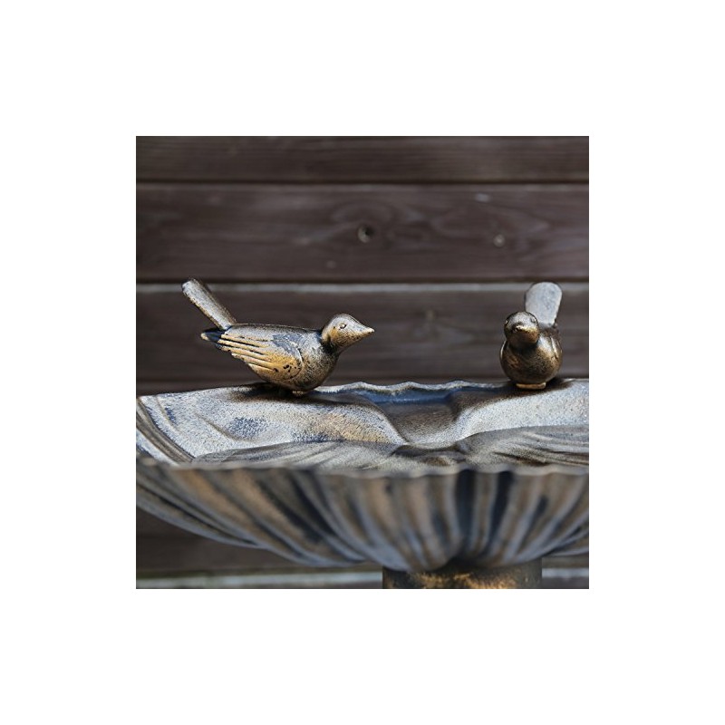 CLGarden 1552 Bird Bath VGT4, with Two Decorative Birds on