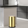 QWORK Antique Gold Trash Can, 2.4 Gallons Stainless Steel, Waterproof,