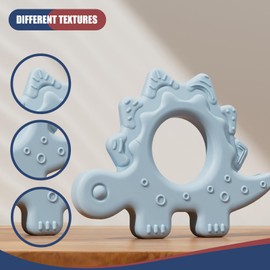 YOOTADO Baby Teething Toys for Babies 0-6 Months, Baby Teethers for Babies 3-6 6-12 Months Silicone Baby Chew Toys Gifts for Must Haves, BPA Free Stegosaur