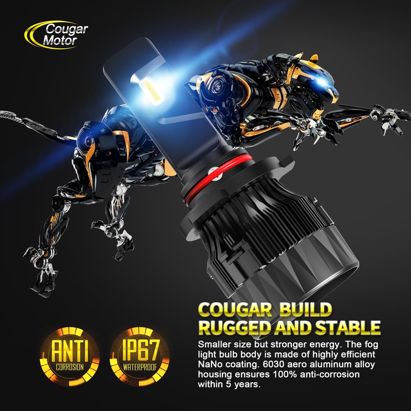 Cougar Motor 9005 Light Bulbs HB3 Fog Lights, Pack of