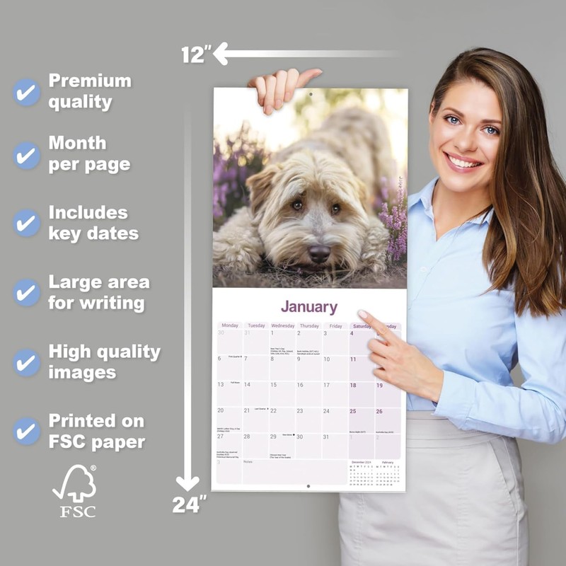 Tibetan Terrier Calendar 2025 | 12 months | with FREE
