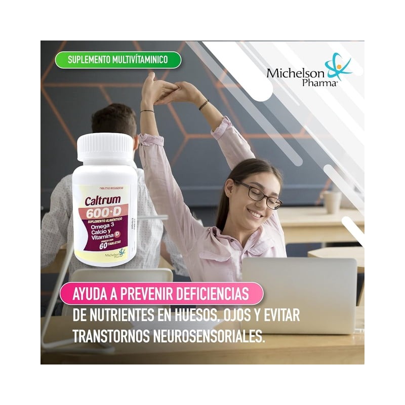 Caltrum 600 D, con omega 3, calcio y vitamina D.