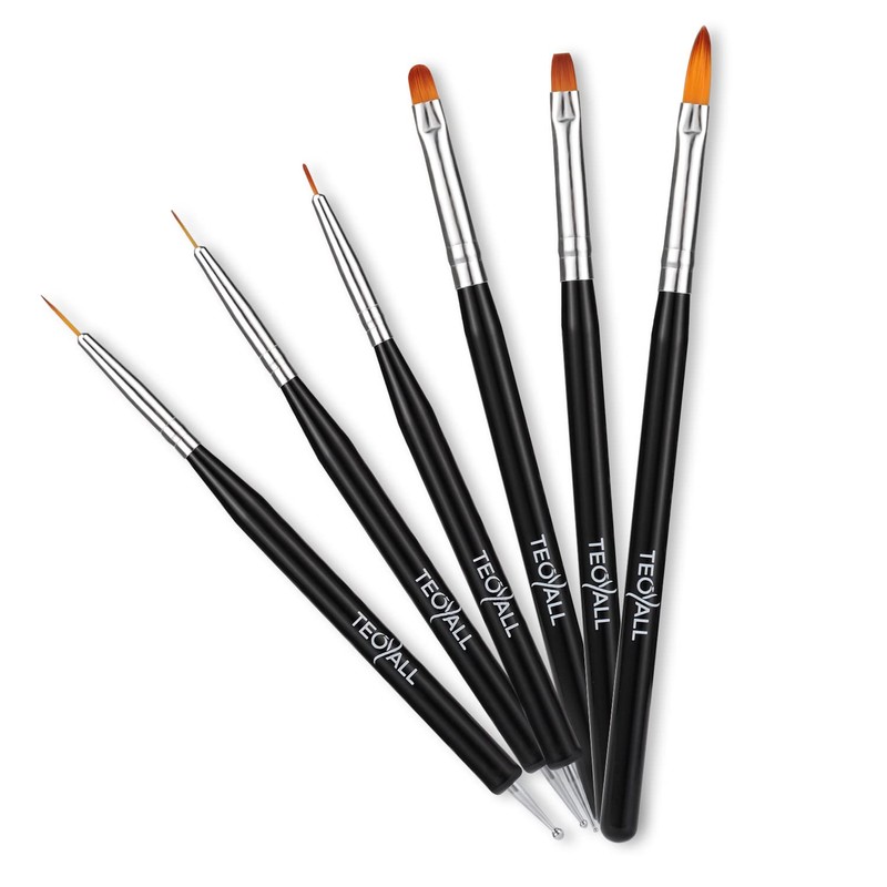 TEOYALL Nail Art Brushes, Nail Design Painting Brushes Builder Gel