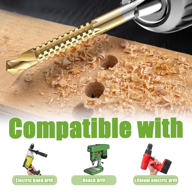 Bestgle 6 Pcs Titanium Coated HSS Twist Drill Bits Serrated