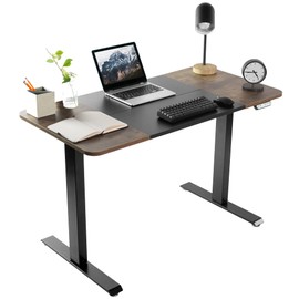 VIVO Electric Height Adjustable 47 x 24 inch Rustic Sit Stand Up Desk, Memory Controller, Black and Vintage Brown, DESK-E144BN