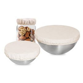 Reusable Bowl Covers for Bread Proofing - 3 Pieces Linen Cotton Cloth Washable Elastic Cover for Bread Proofing, Perfect for Sourdough Proofing - Beige