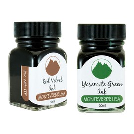 Monteverde 60ml Core Fountain Pen Ink Bottle (30ml Red Velvet Ink Bottle G309RV, 30ml Yosemite Green Ink Bottle G309YG)